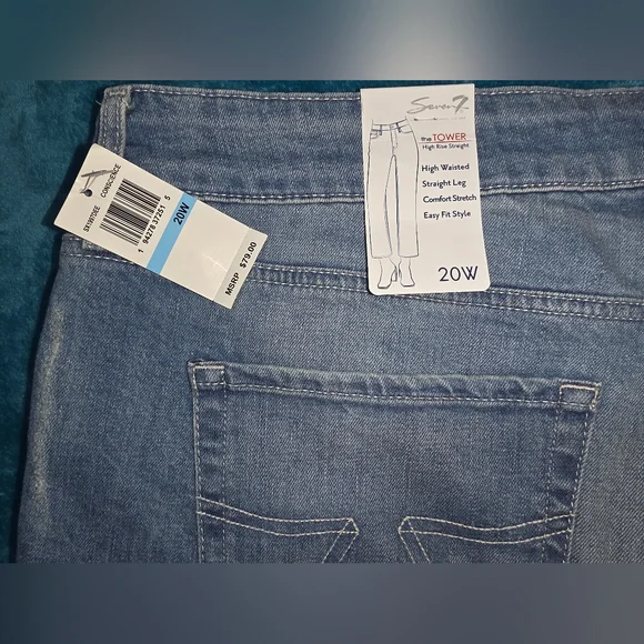 Seven7 Womens Tower Distressed Jeans, Lt-Med Wash, Size 20W - Picture 2 of 6
